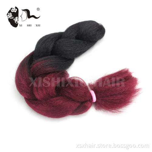 Factory wholesale price jumbo braid hair box braids ombre two tone color synthetic braiding hair extension